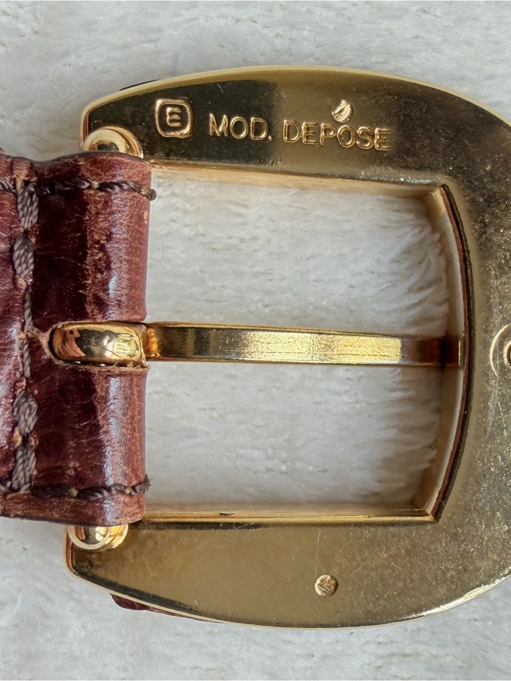 Genuine Croc-Embossed Brown Leather Belt - JPL - Picture 6 of 11
